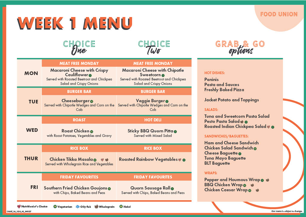 Week 1 menu