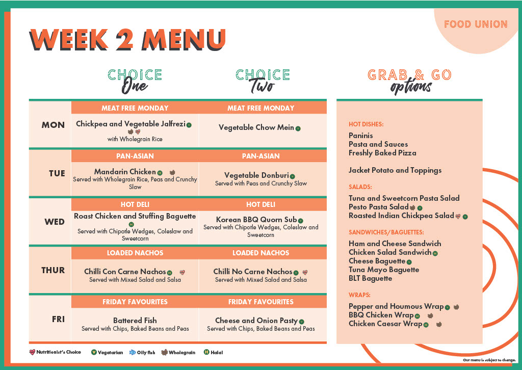 Week 2 menu