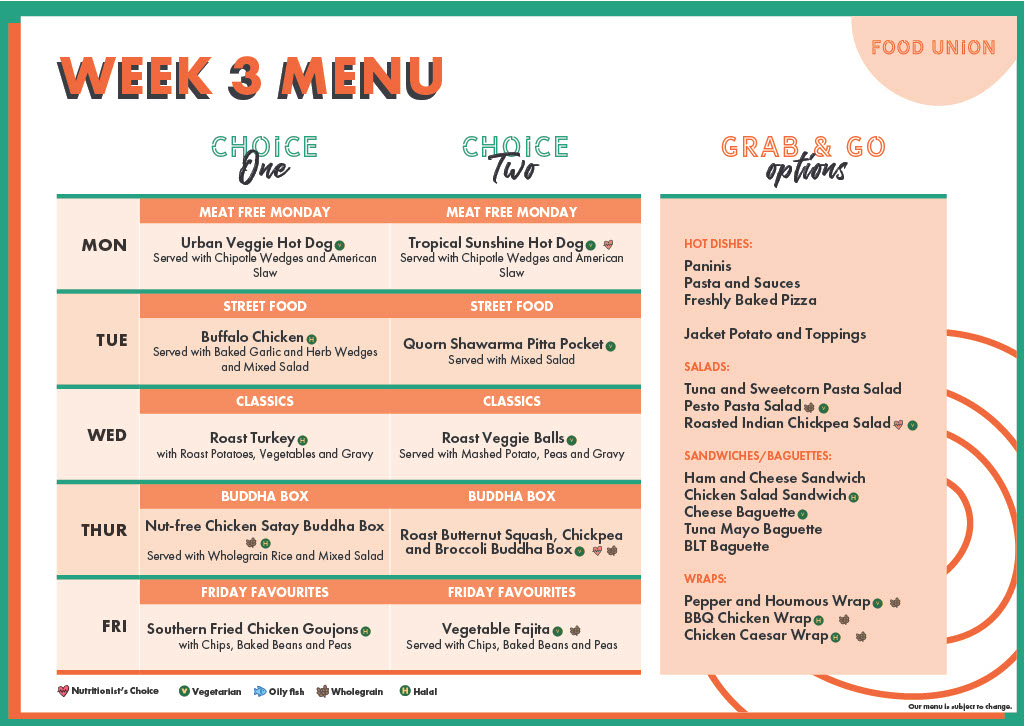 Week 3 menu