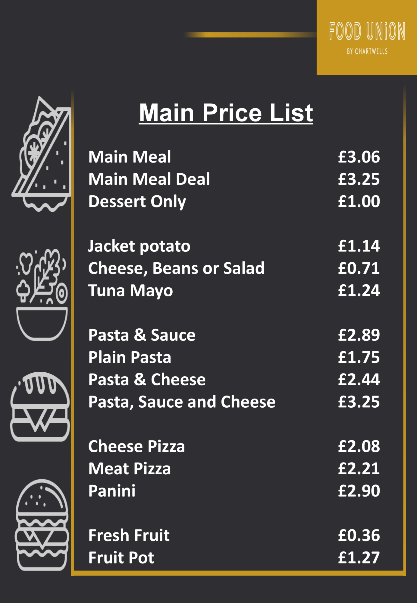 Main price list