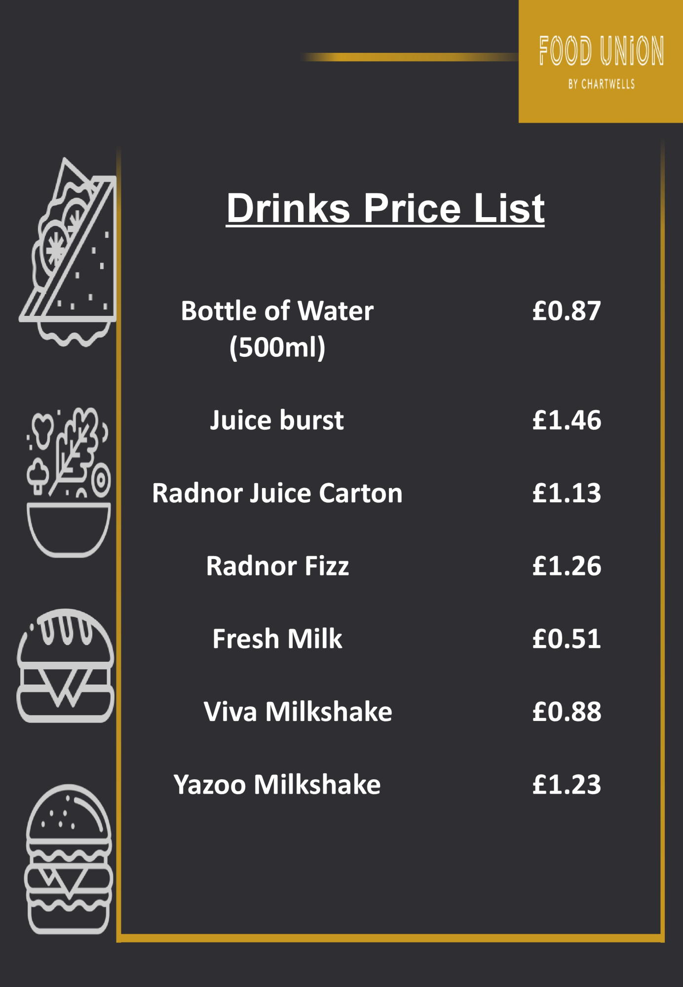 Drinks price list